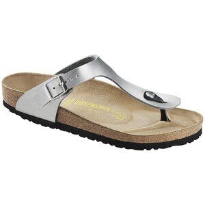 Birkenstock Women's Gizeh Original Footbed Birko-Flor Thong Sandal Silver Sz 38